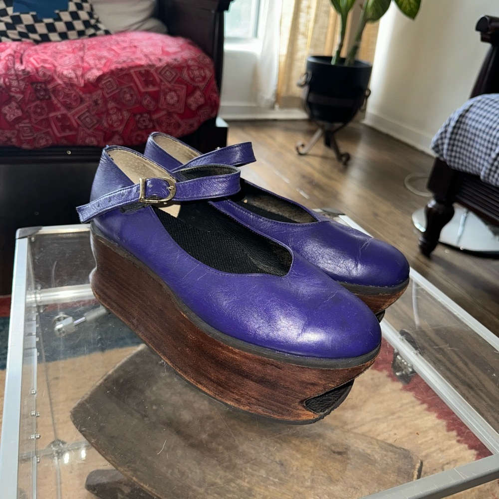 Vintage Japanese Purple Platform Shoes with Rounded Toe